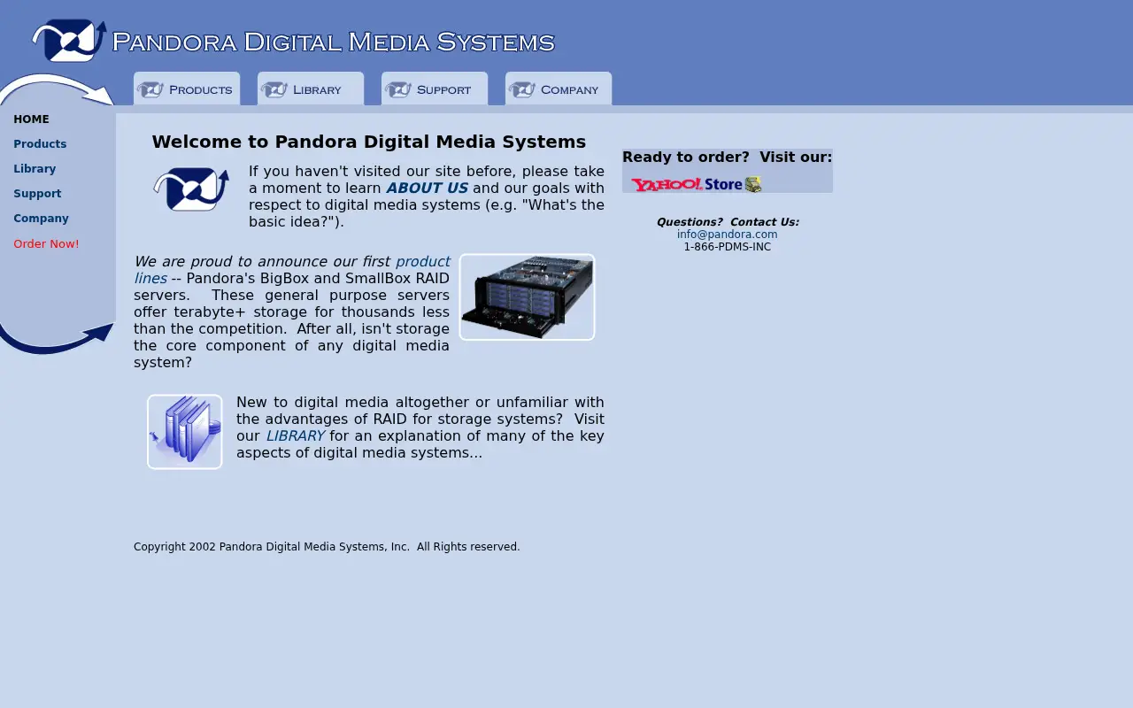 pandora.com on October 1, 2002
