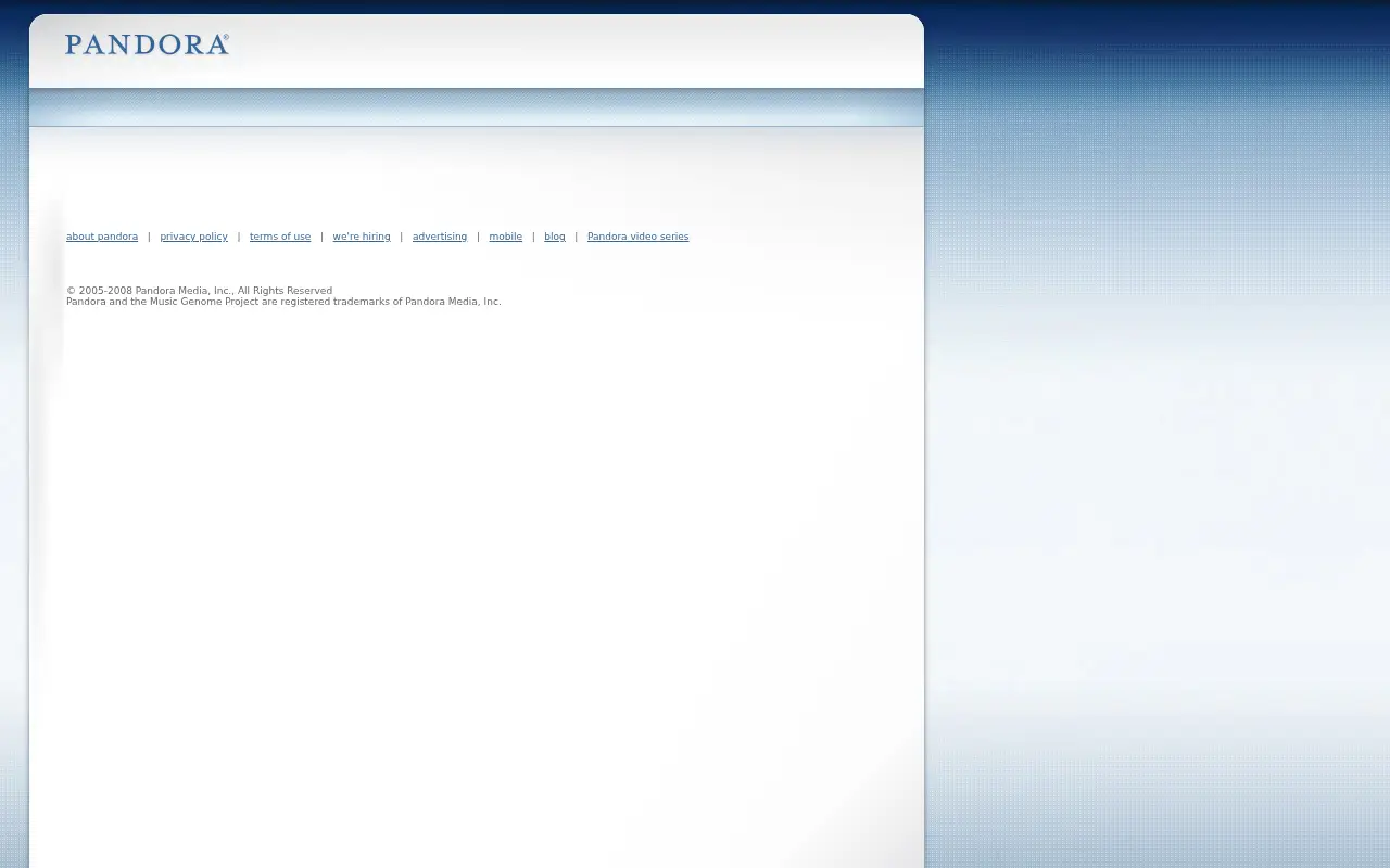 pandora.com in 2008