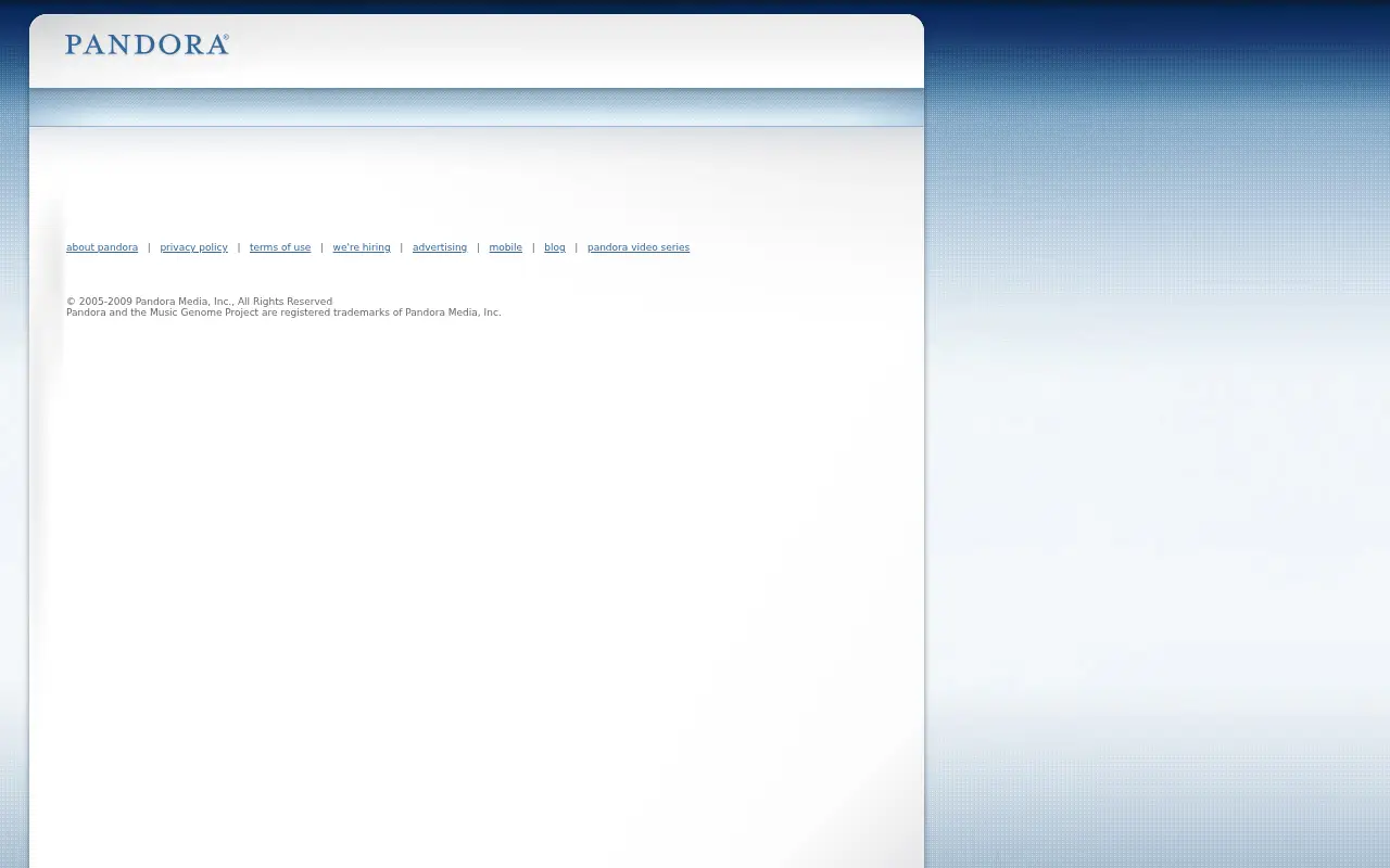 pandora.com in 2009