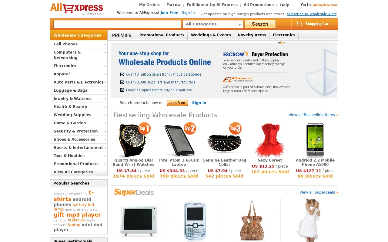 aliexpress.com in 2011