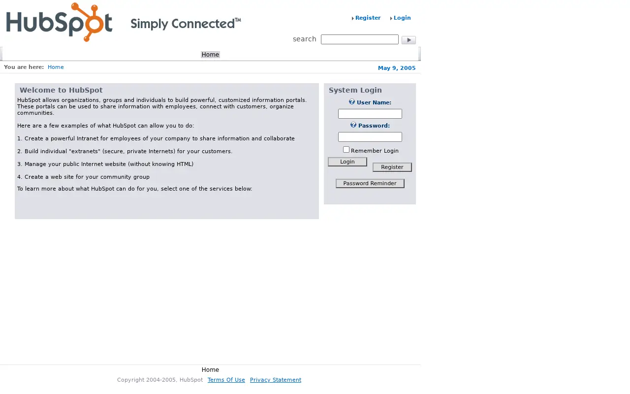 hubspot.com in 2005
