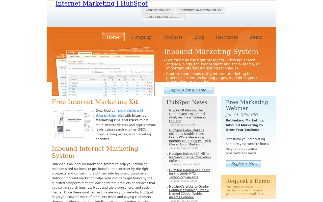 hubspot.com in 2008