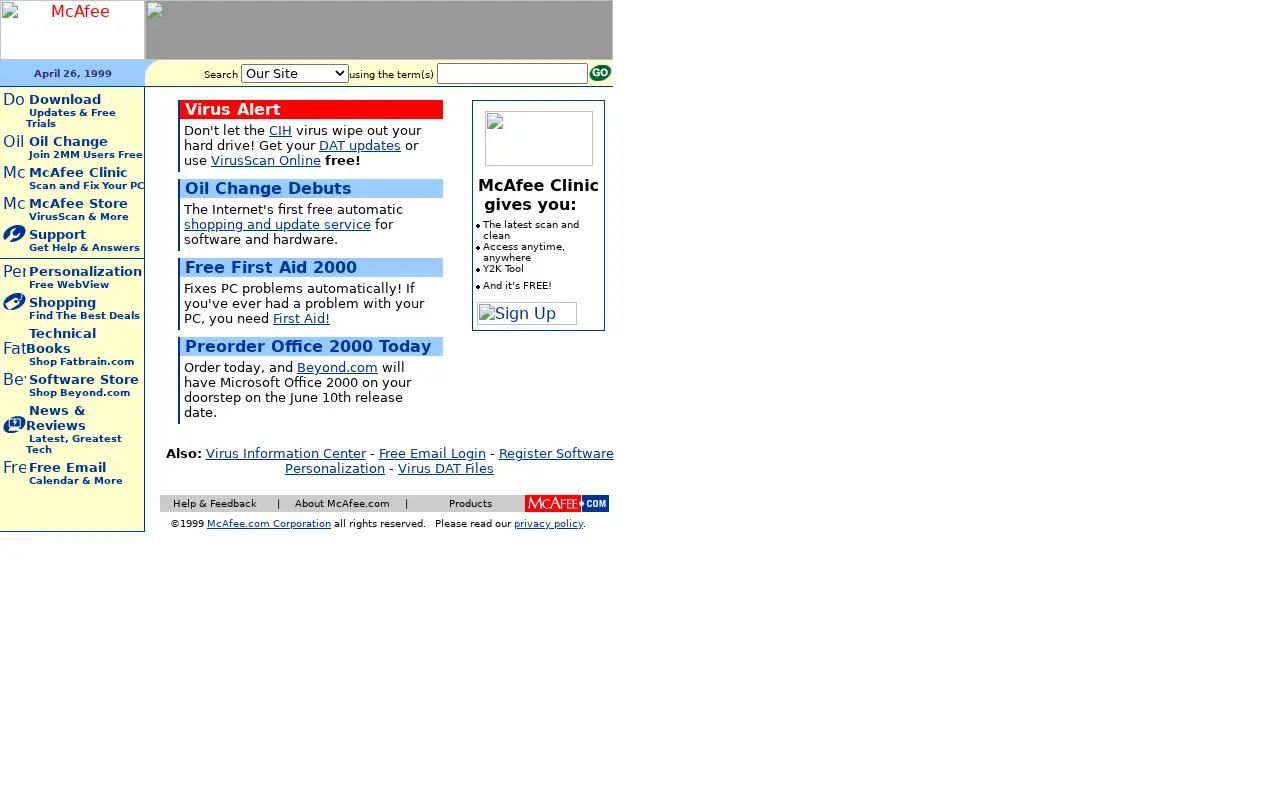 mcafee.com in 1999