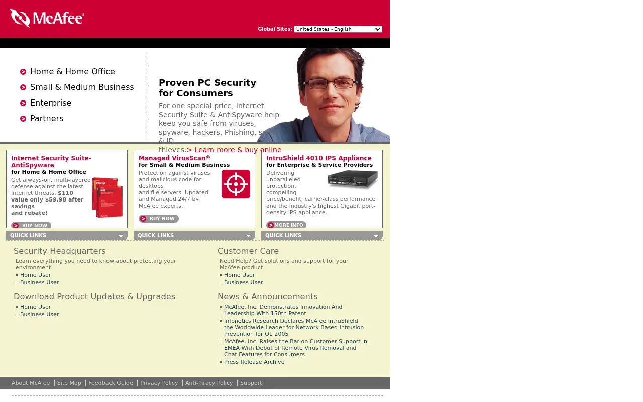 mcafee.com in 2005