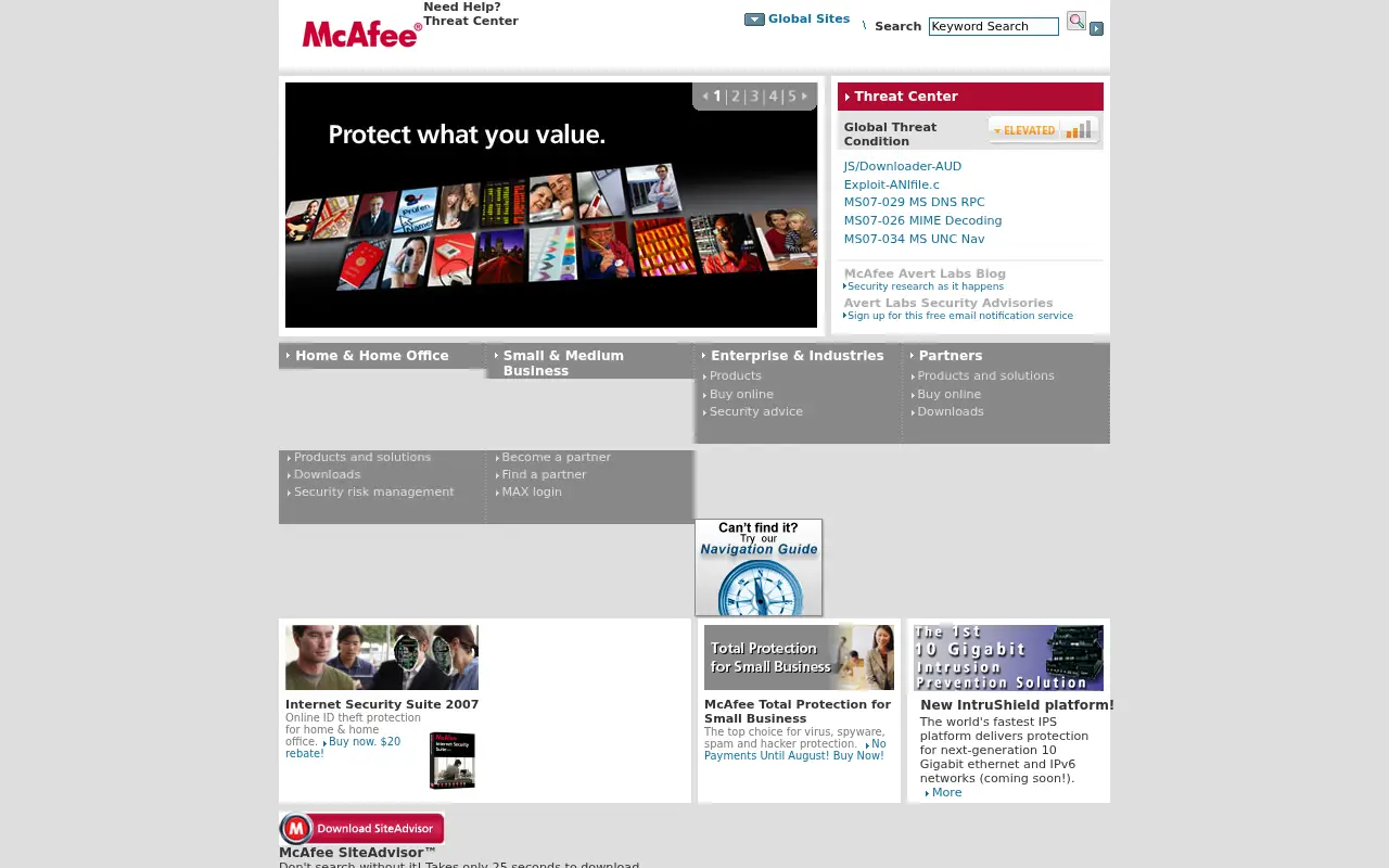 mcafee.com in 2007