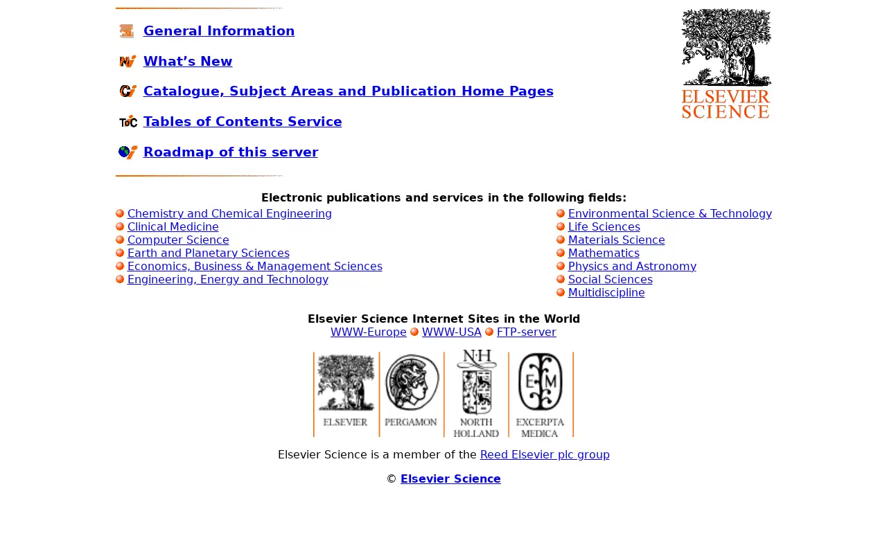 elsevier.com in 1996
