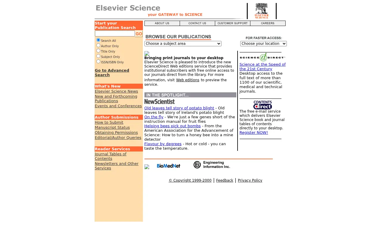 elsevier.com in 2000