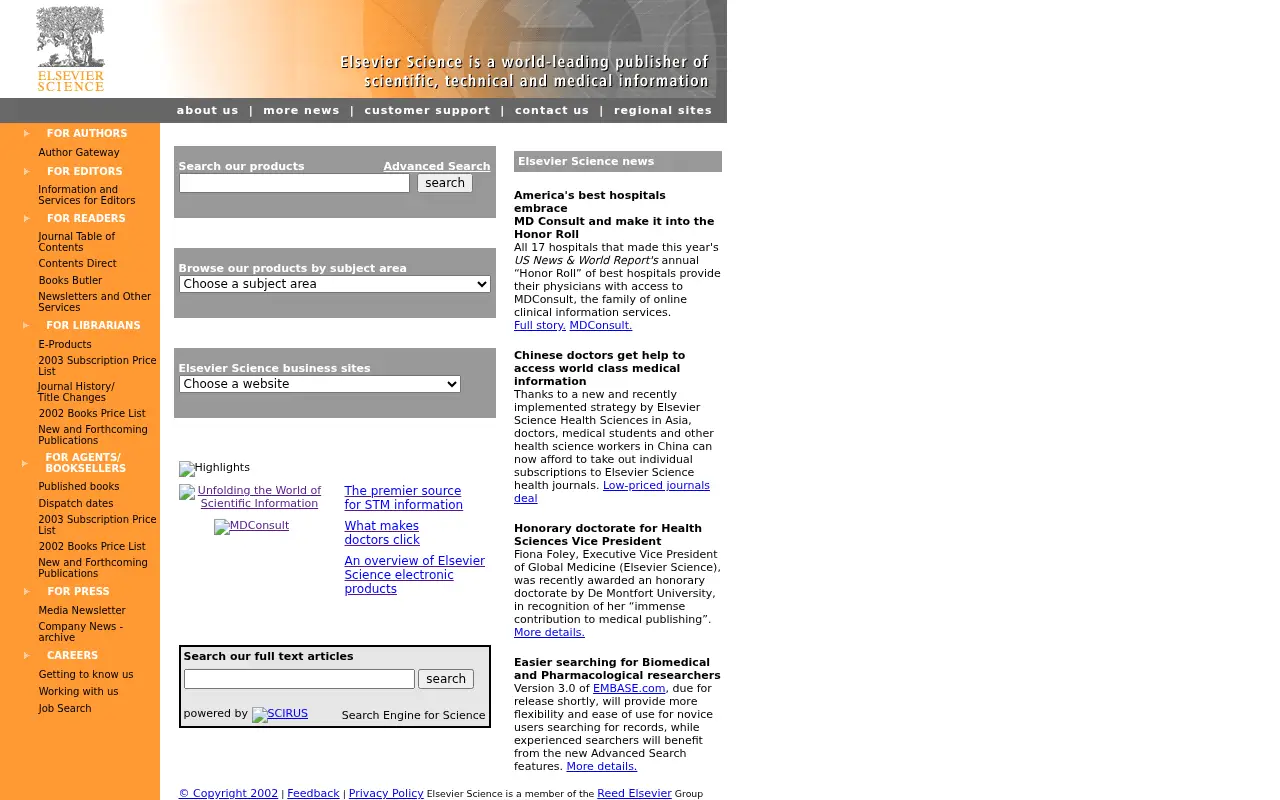 elsevier.com in 2002