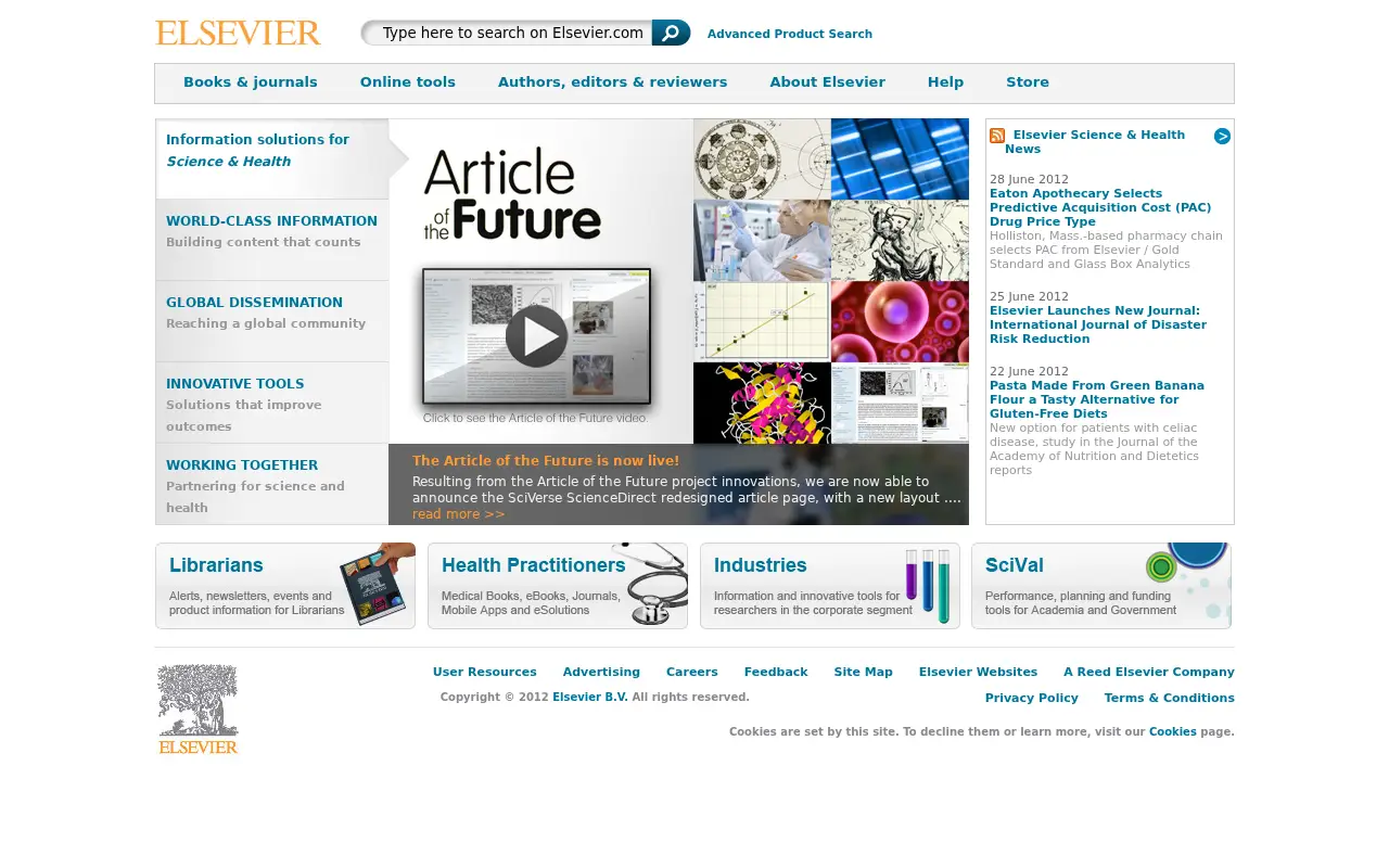 elsevier.com in 2012