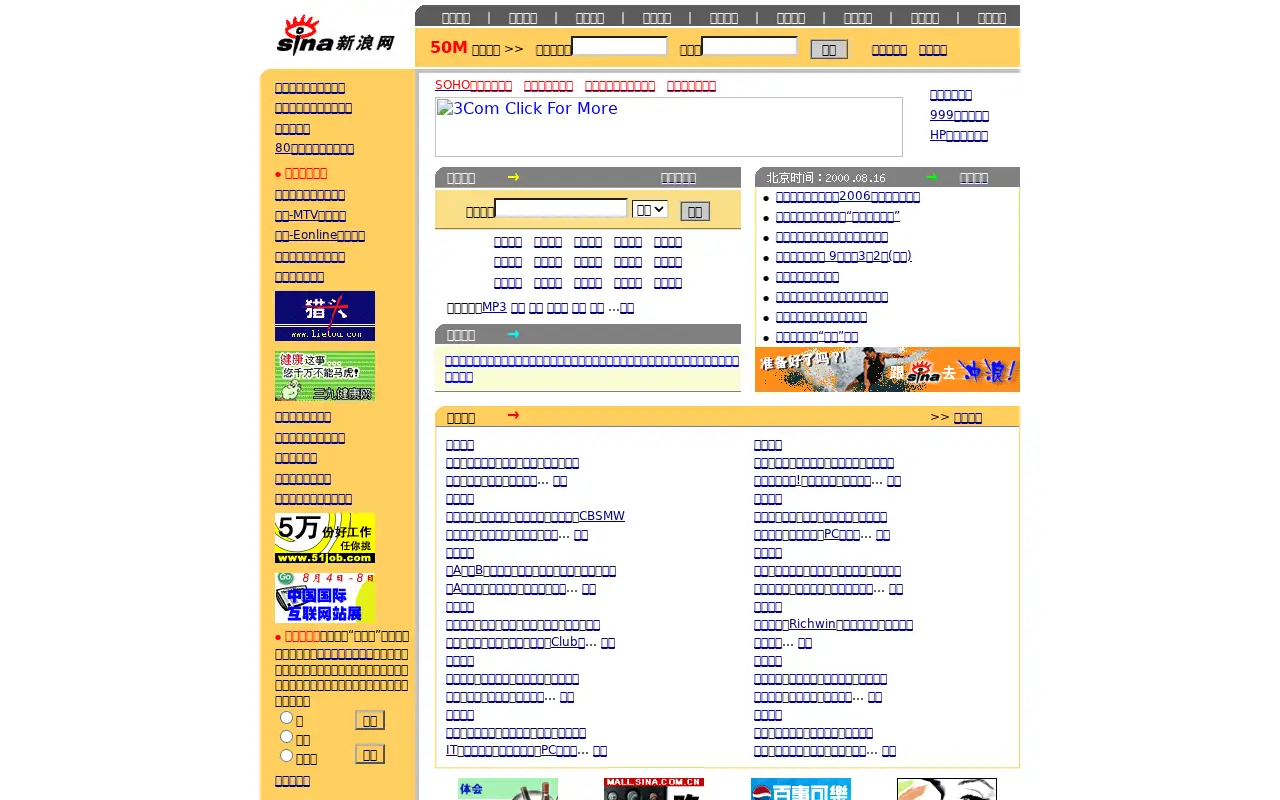 sina.com.cn in 2000