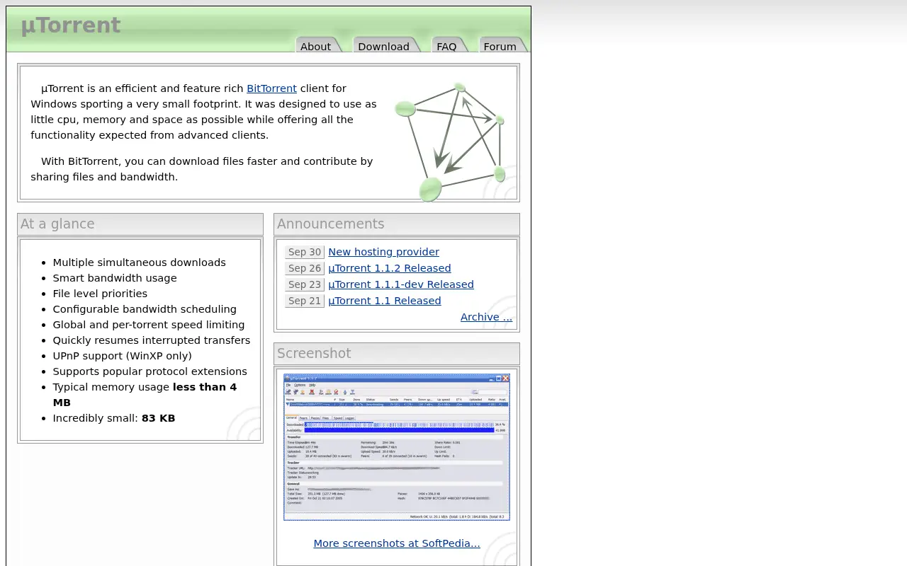 utorrent.com in 2005