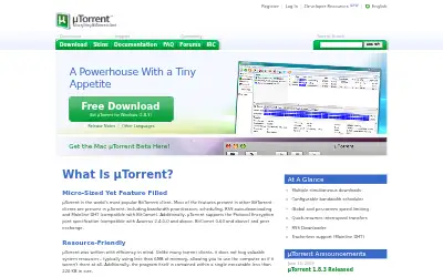utorrent.com in 2009