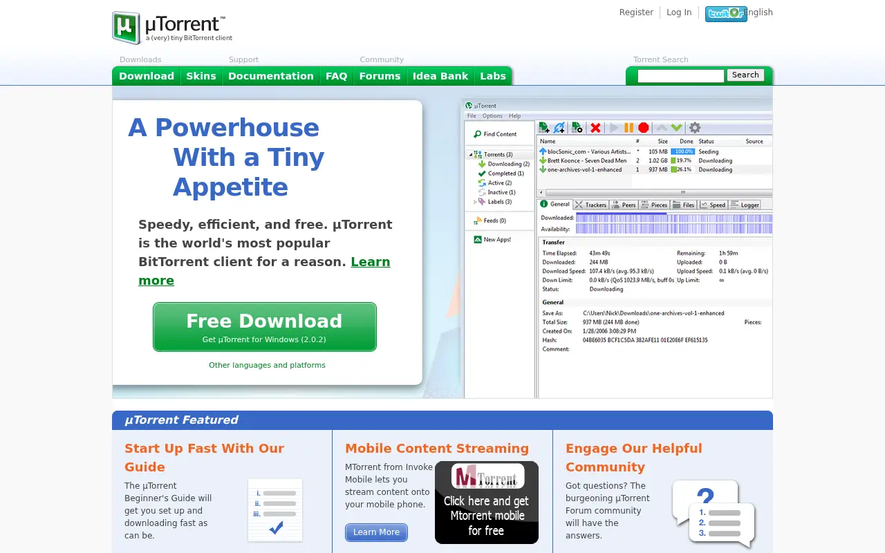 utorrent.com in 2010