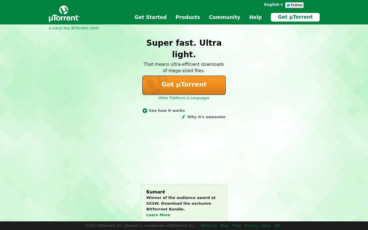 utorrent.com in 2012