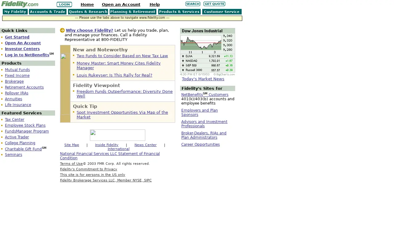 fidelity.com in 2003