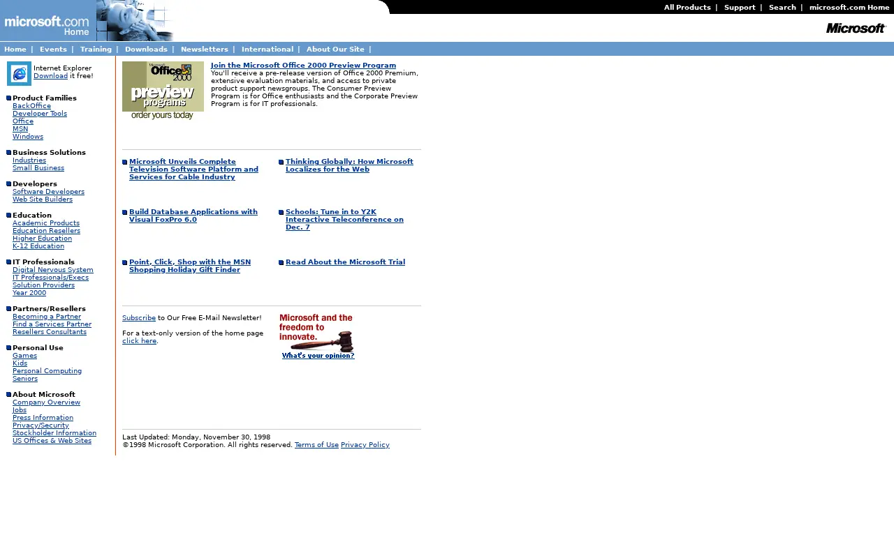 microsoft.com in 1998