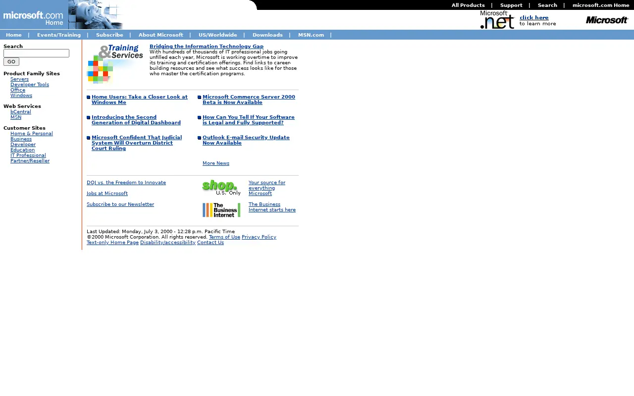 microsoft.com in 2000