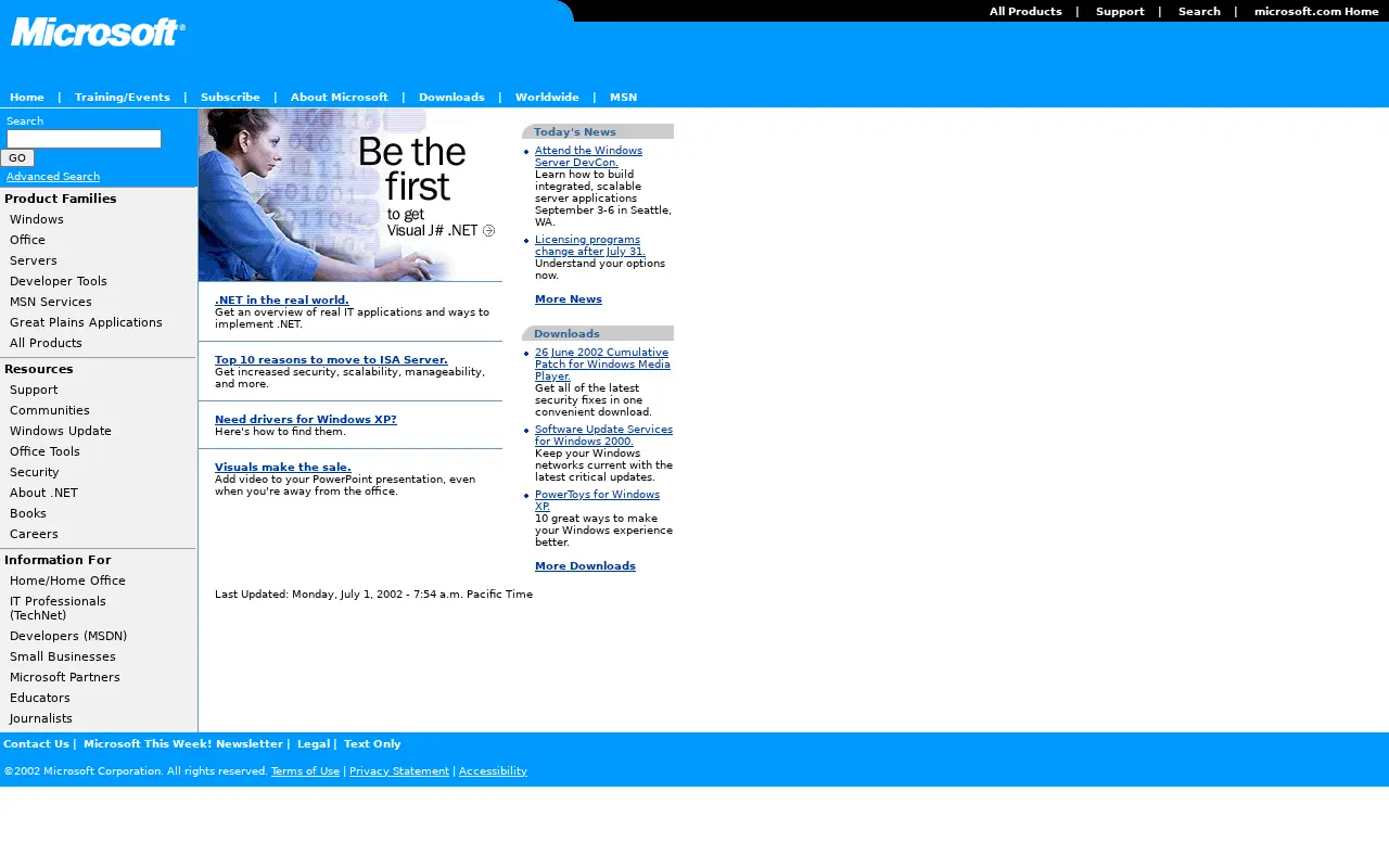 microsoft.com in 2002