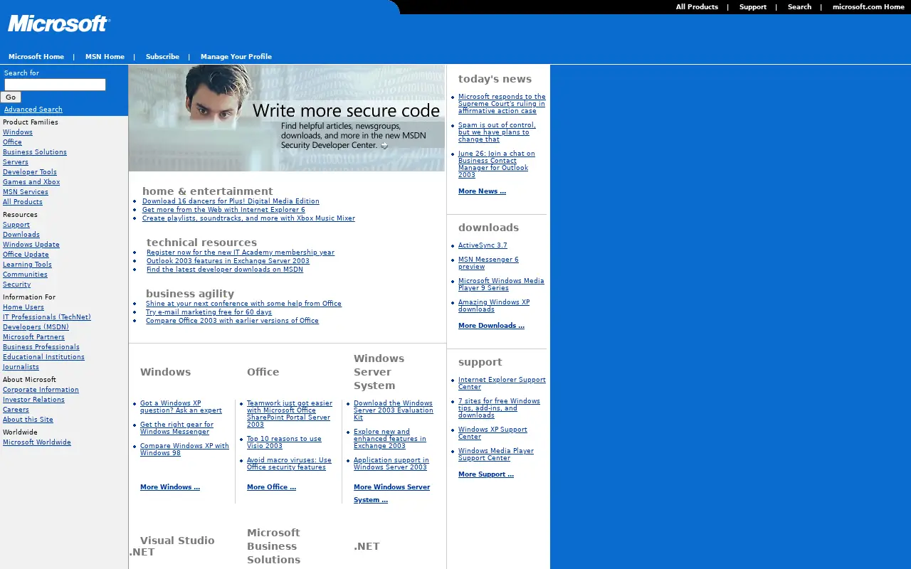 microsoft.com in 2003