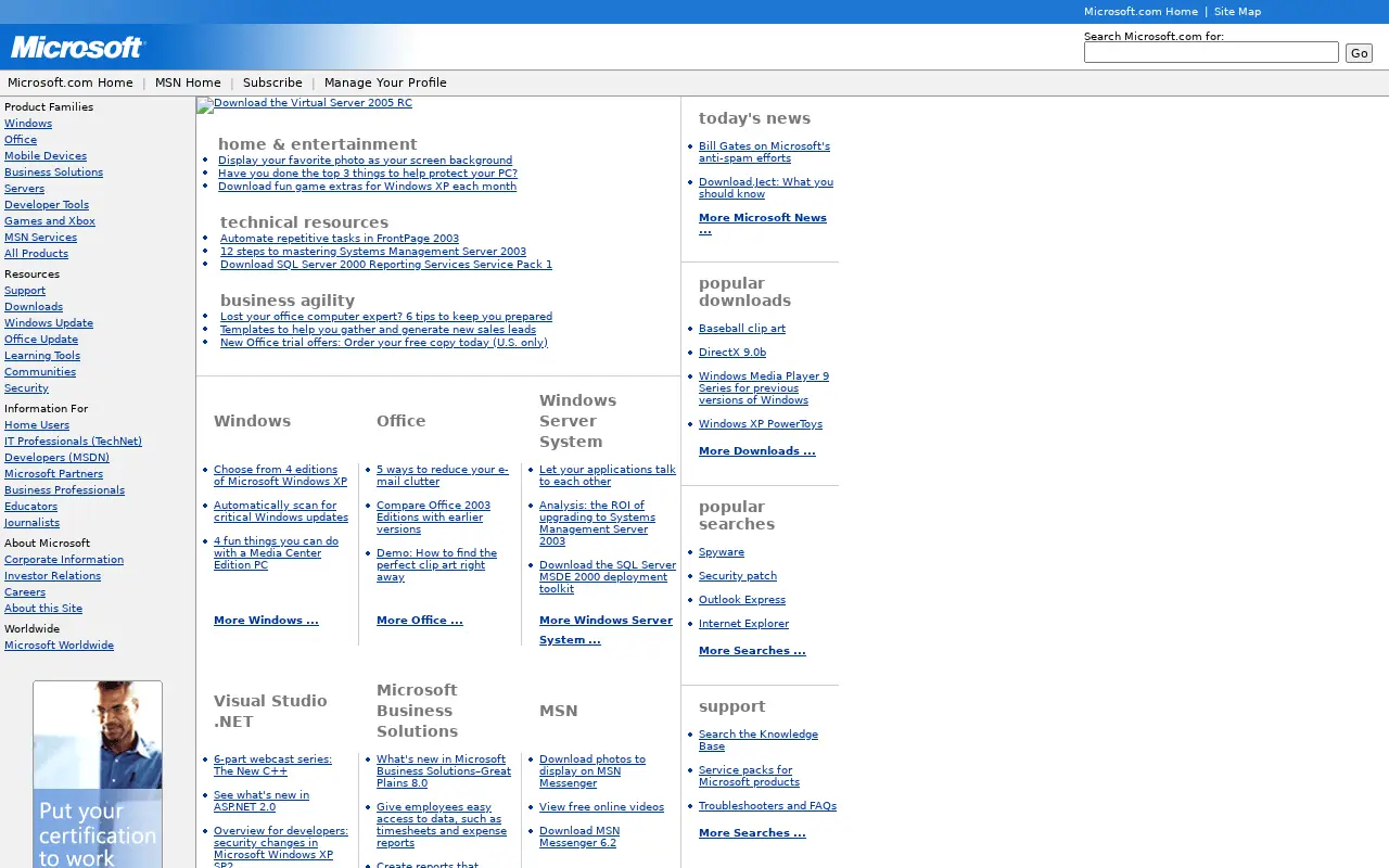 microsoft.com in 2004