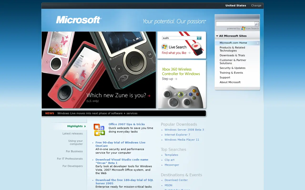 microsoft.com in 2007