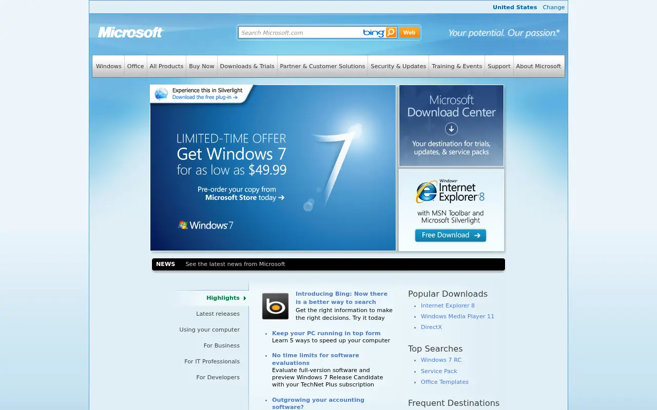 microsoft.com on July 1, 2009