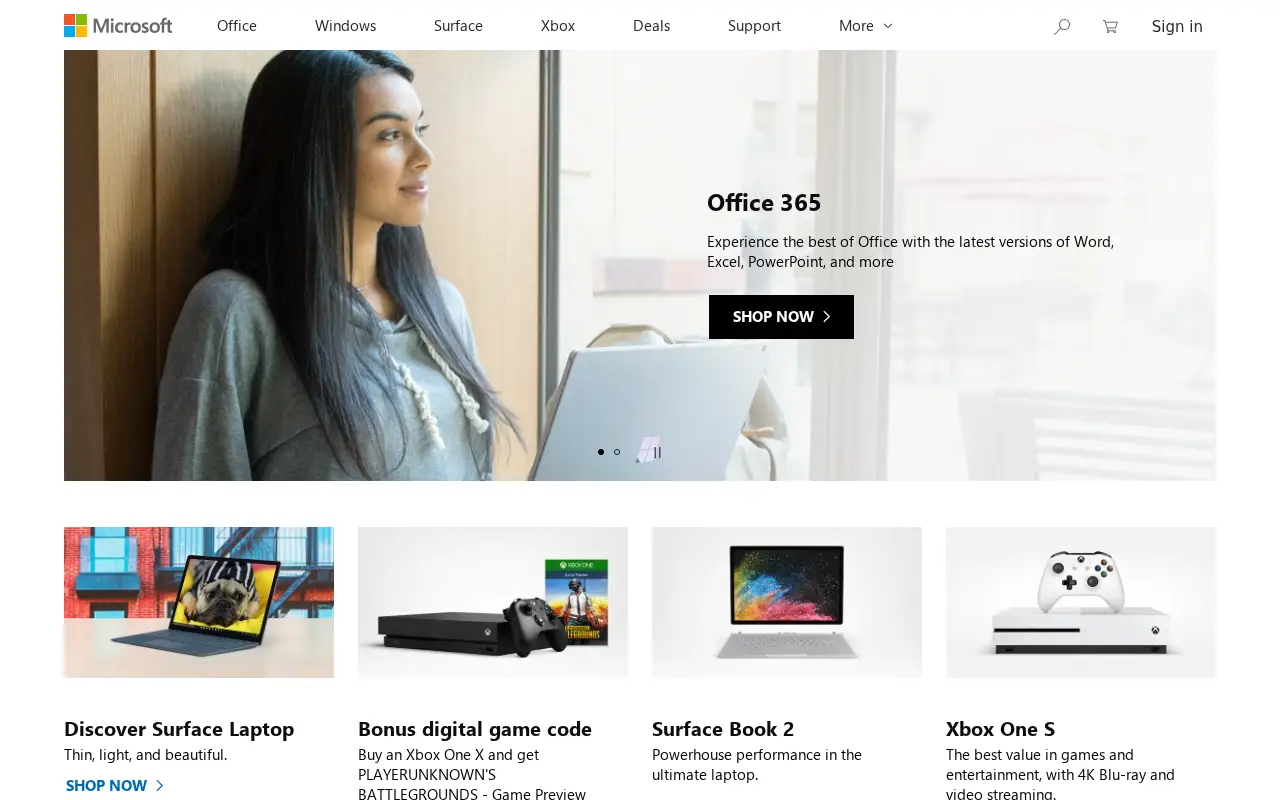 microsoft.com in 2018