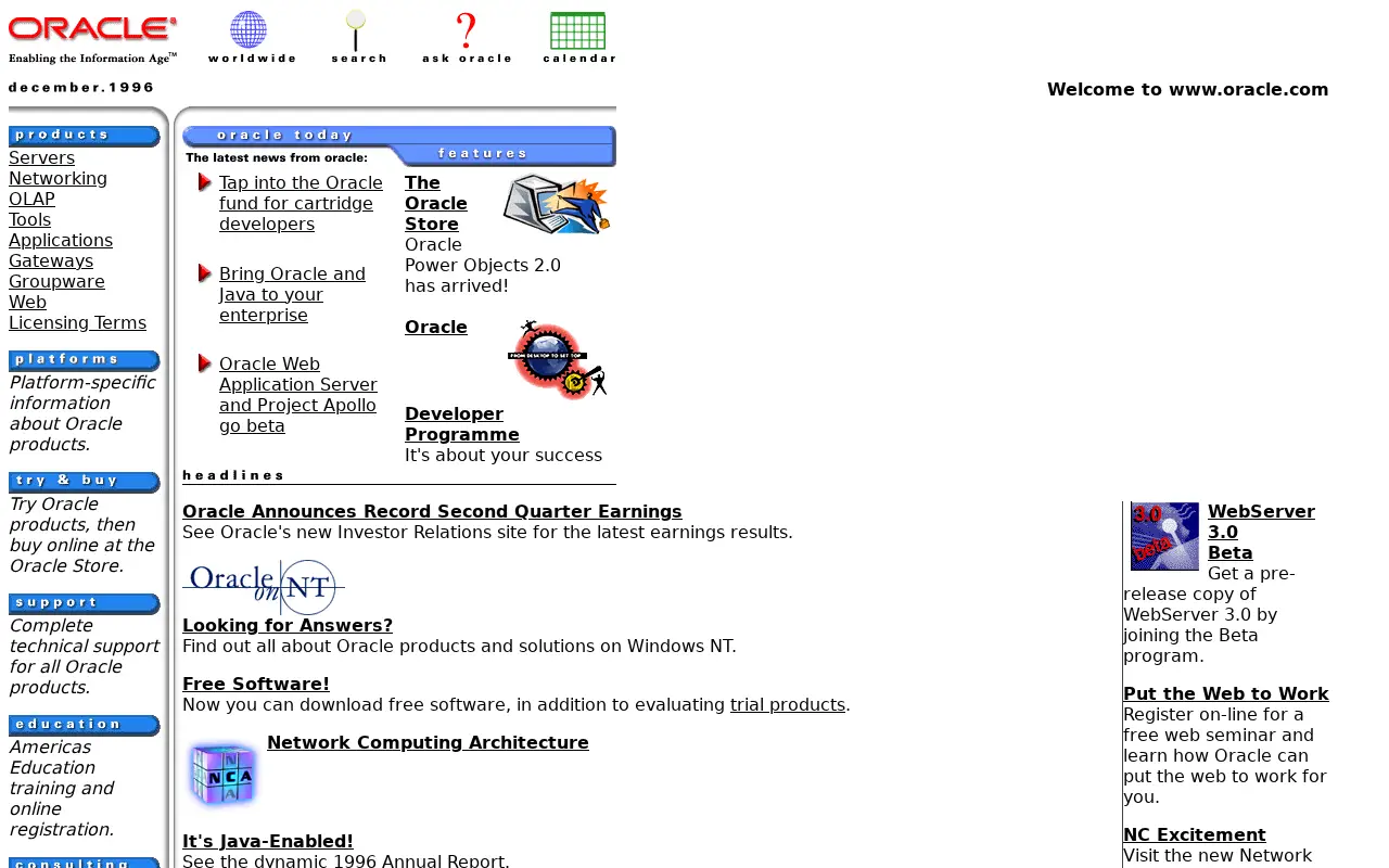 oracle.com in 1996