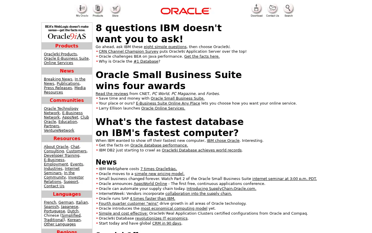 oracle.com in 2001