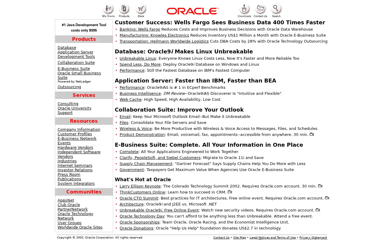 oracle.com in 2002