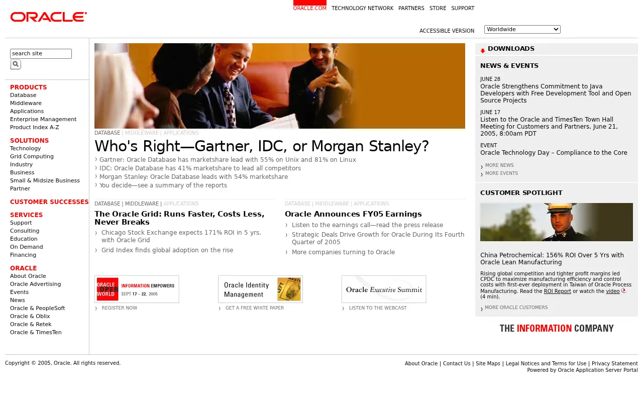 oracle.com in 2005