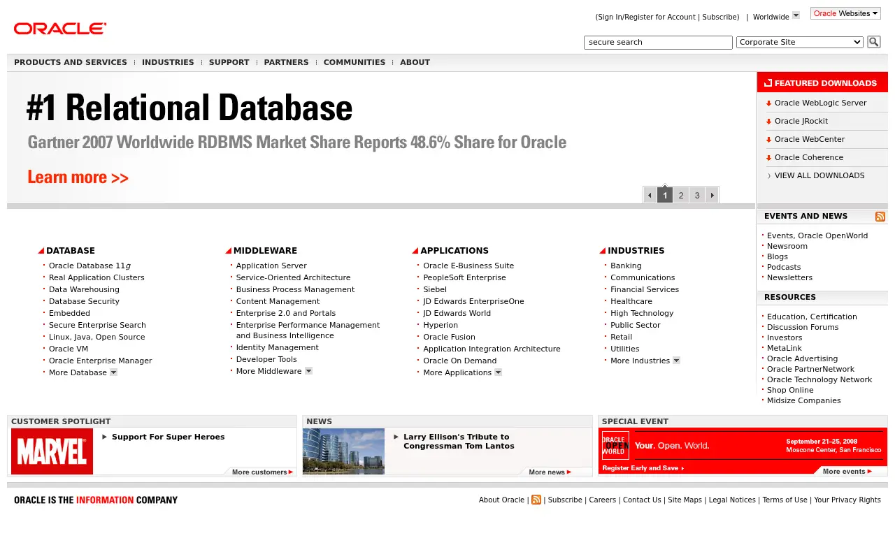 oracle.com in 2008