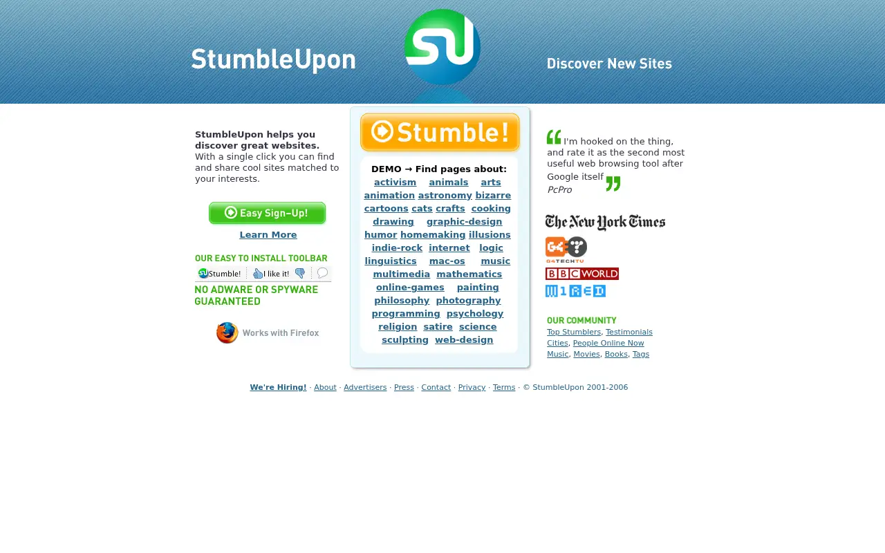 stumbleupon.com in 2006