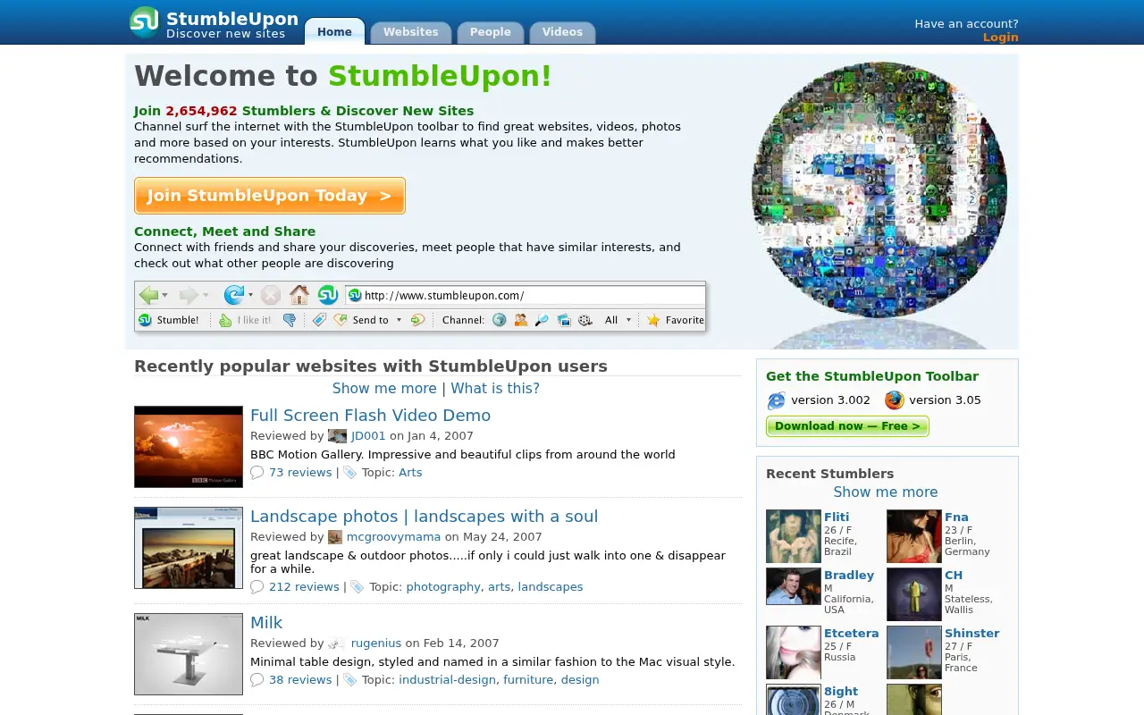 stumbleupon.com in 2007