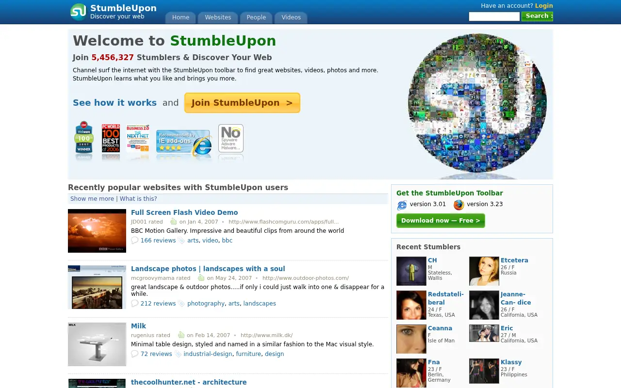 stumbleupon.com in 2008