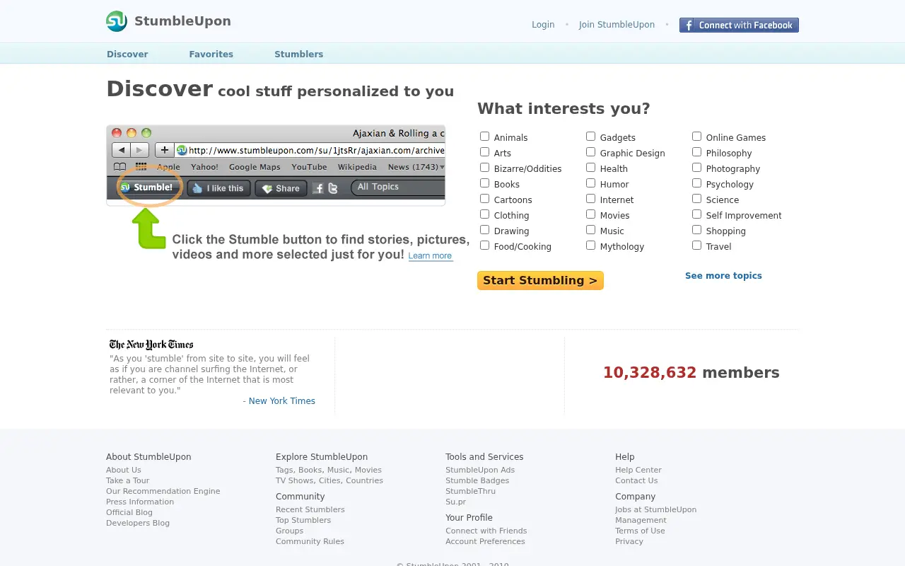 stumbleupon.com in 2010