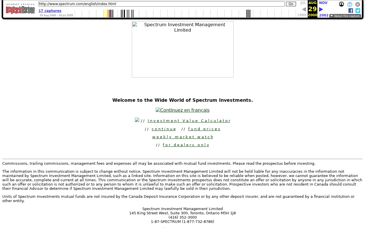 spectrum.com in 2000