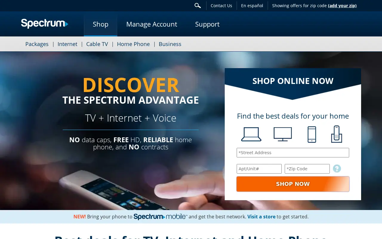 spectrum.com in 2019