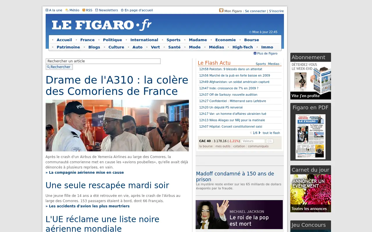 lefigaro.fr in 2009