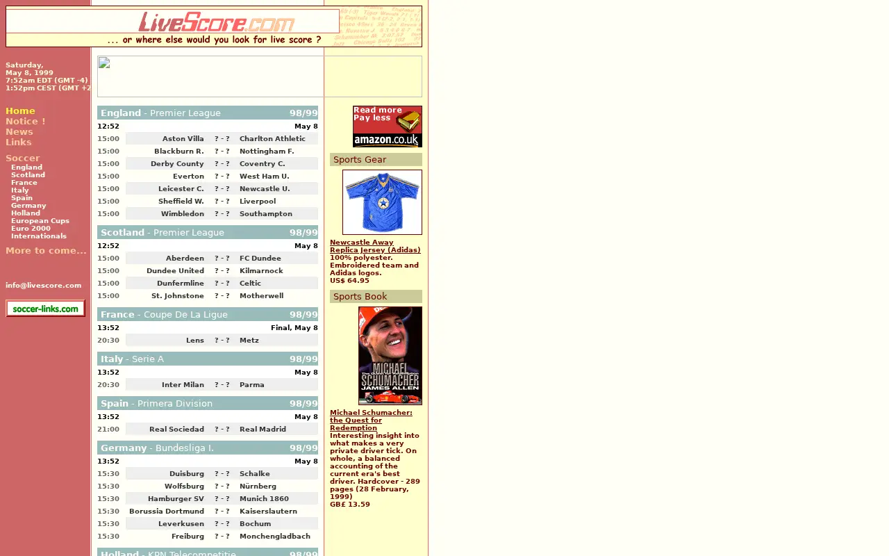 livescore.com in 1999