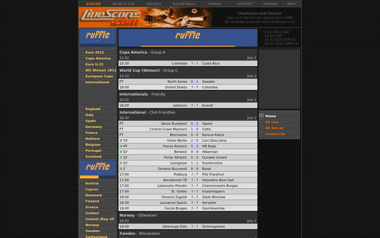 livescore.com on July 2, 2011