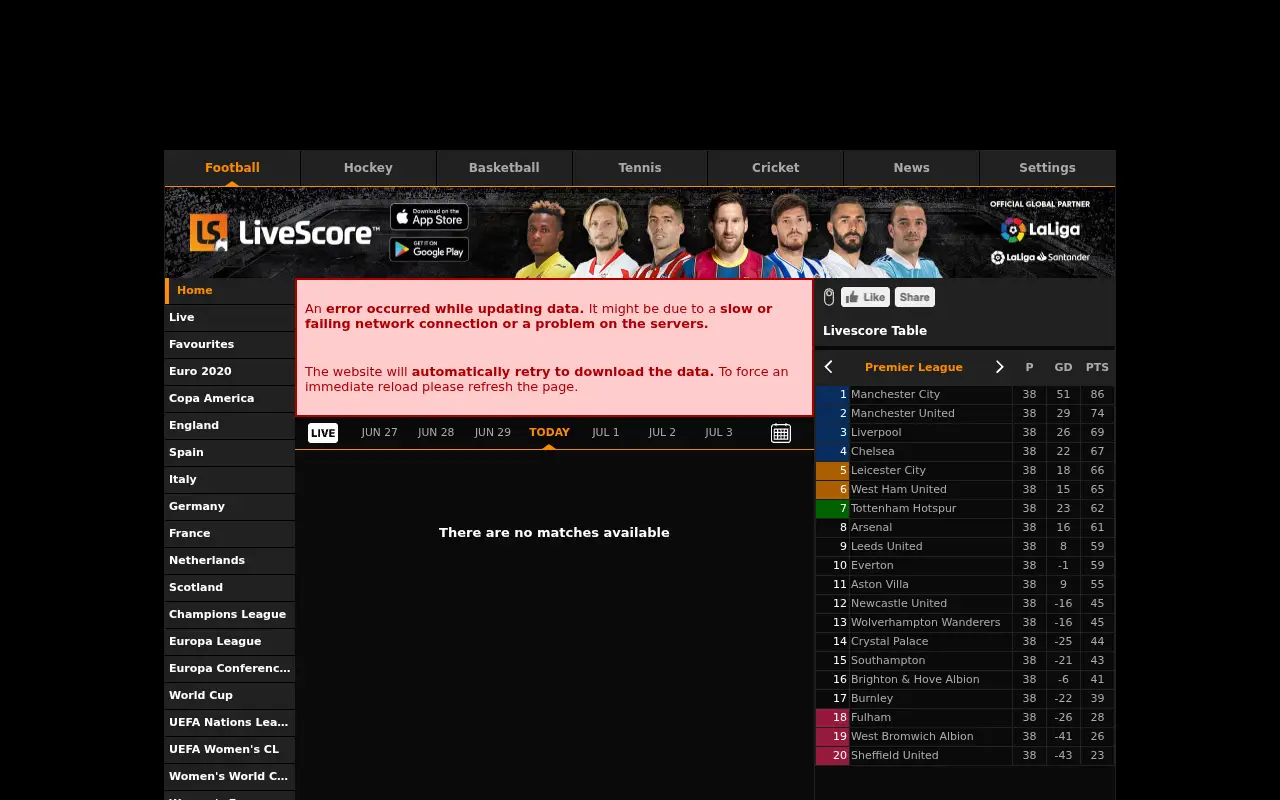 livescore.com in 2021