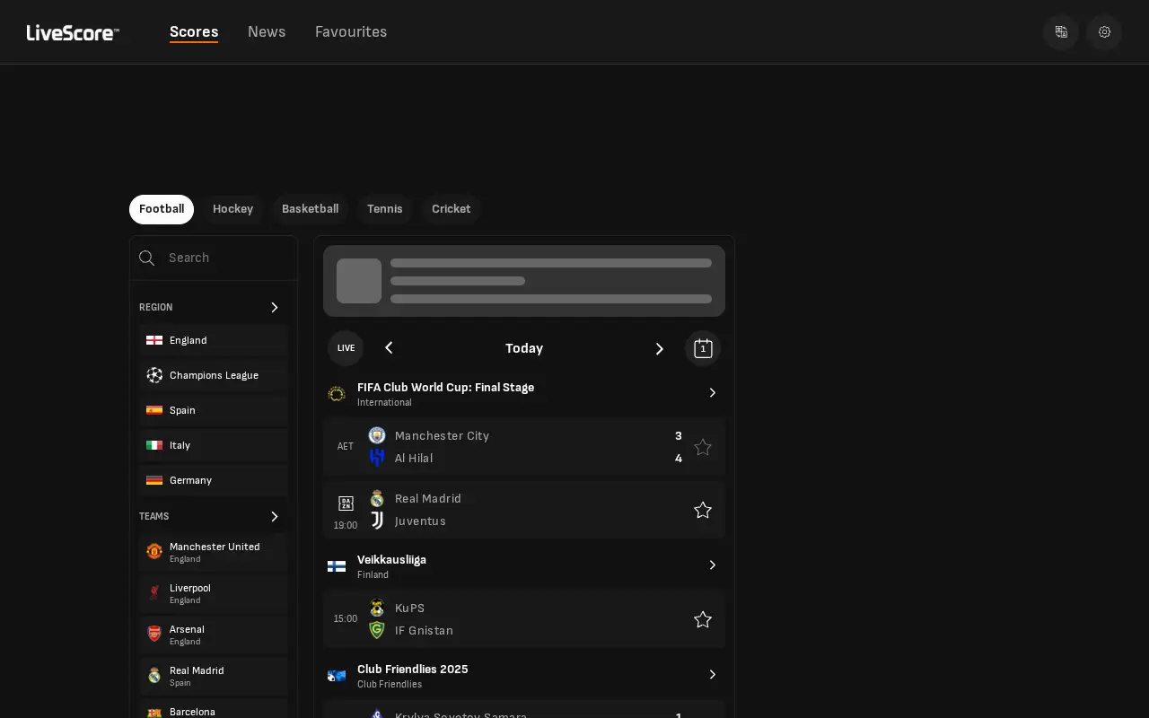 livescore.com in 2025