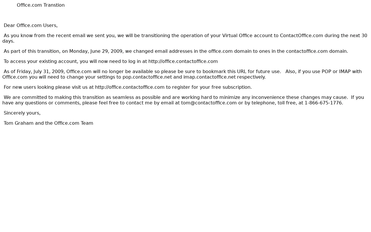 office.com on August 9, 2009