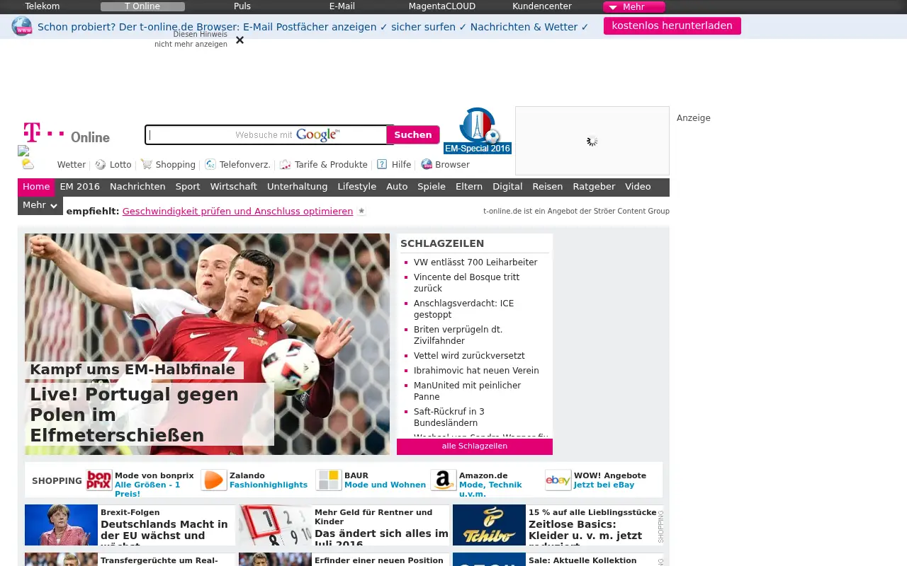 t-online.de in 2016