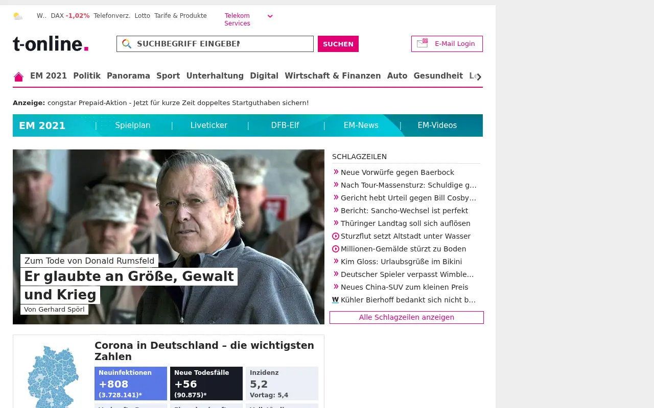 t-online.de on July 1, 2021