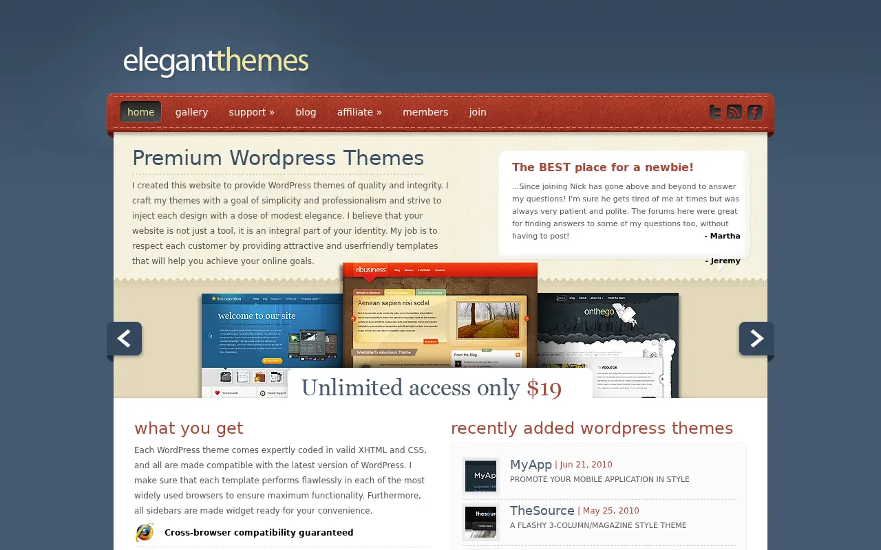elegantthemes.com in 2010