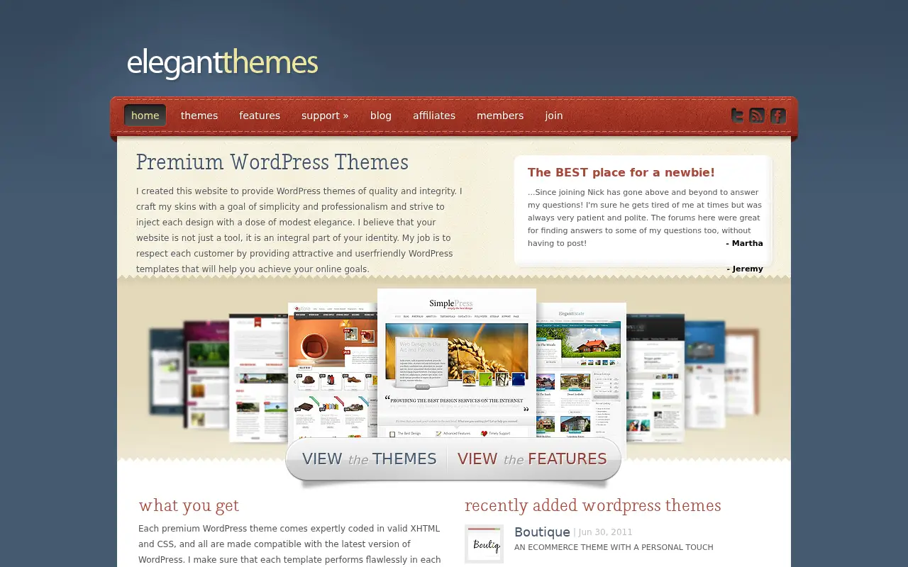 elegantthemes.com in 2011