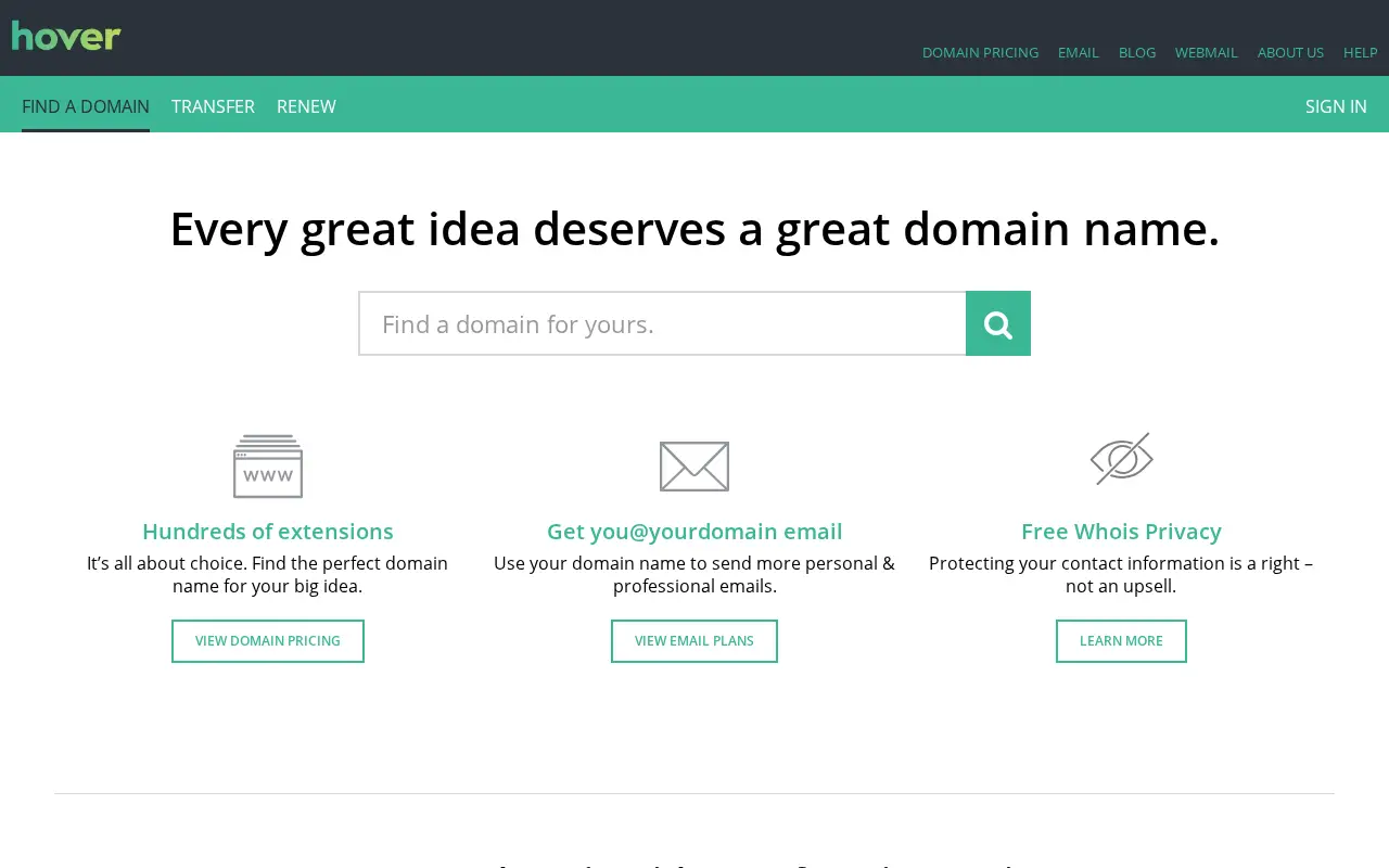 hover.com in 2018