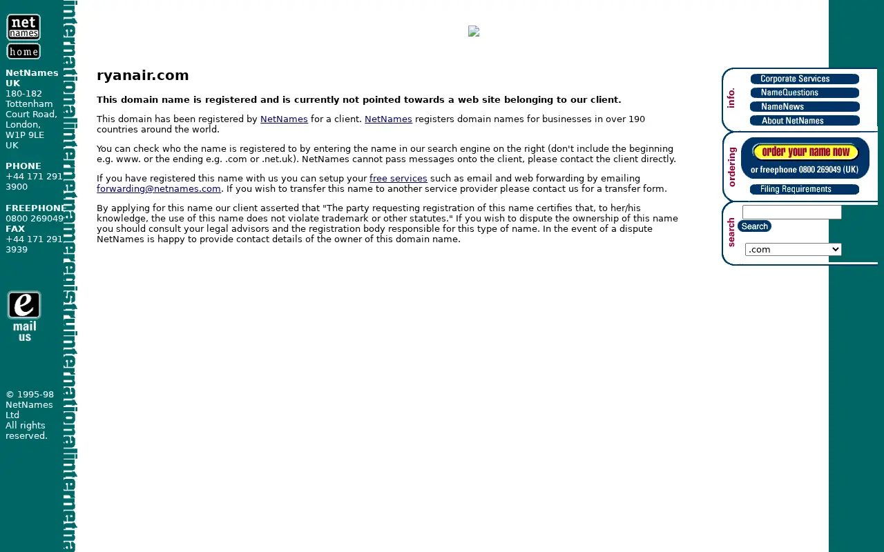 ryanair.com in 1998